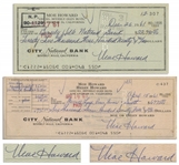 Moe Howard Lot of Two Checks Signed: Dated 15 April 1961 Measuring 8.25 x 3 &  Dated 26 December 1961, Standard Check Size -- Very Good Condition